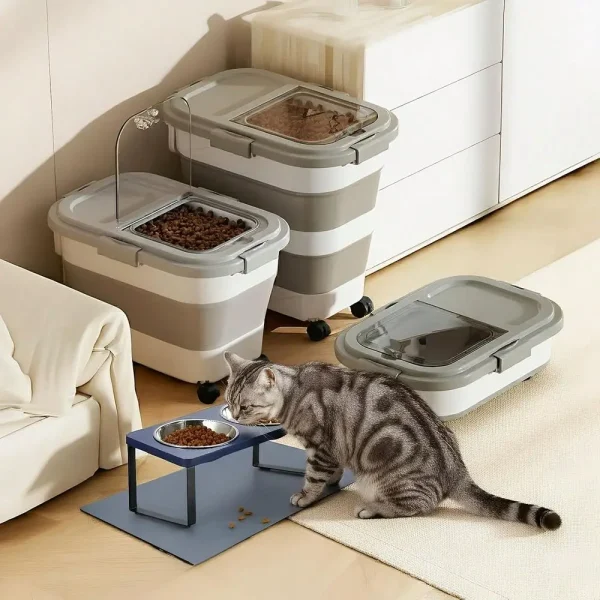 Collapsible Rolling Pet Food Storage Container